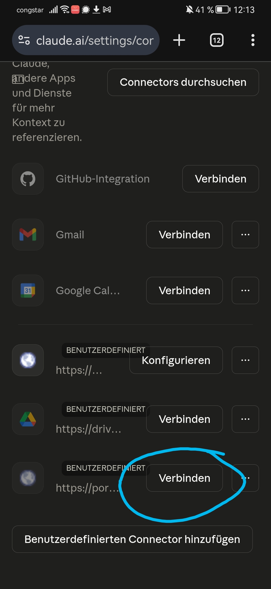 Verbinden antippen