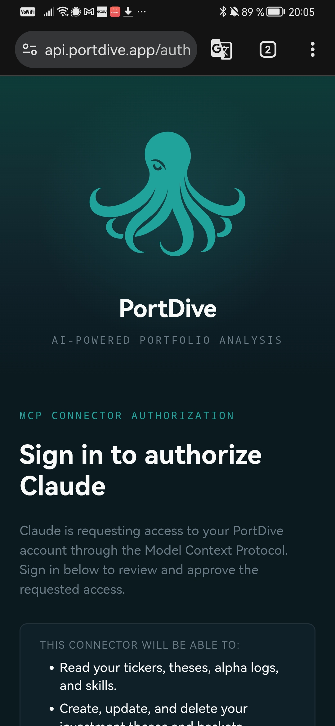 PortDive Auth Bridge — Permissions